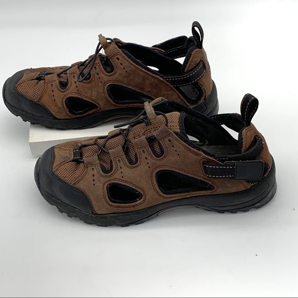 Lands End Leather Closed Toe Side Vents Grip Souls Hiking Sandals Brown size 8 - Picture 7 of 16